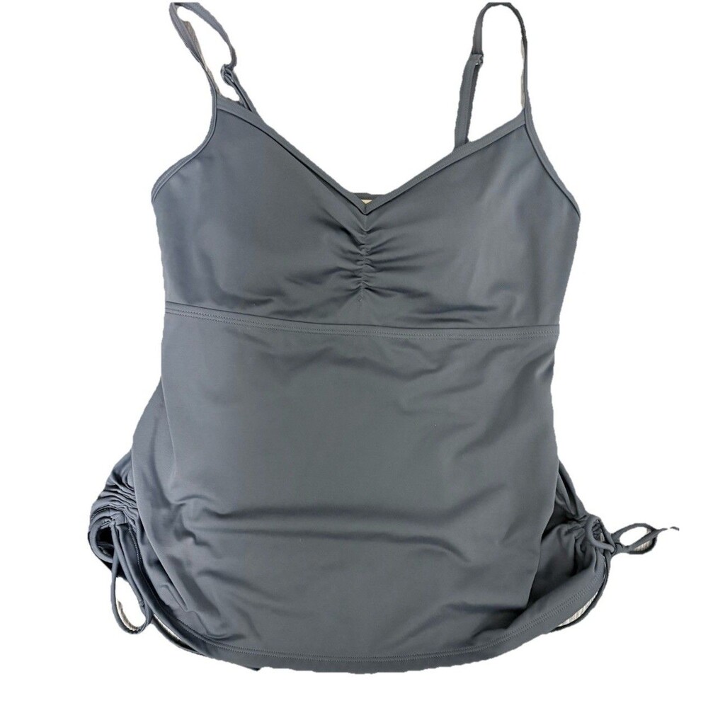 LL Bean Tankini Swimsuit Top 8 Charcoal Gray Resort Wear Beach Tropical